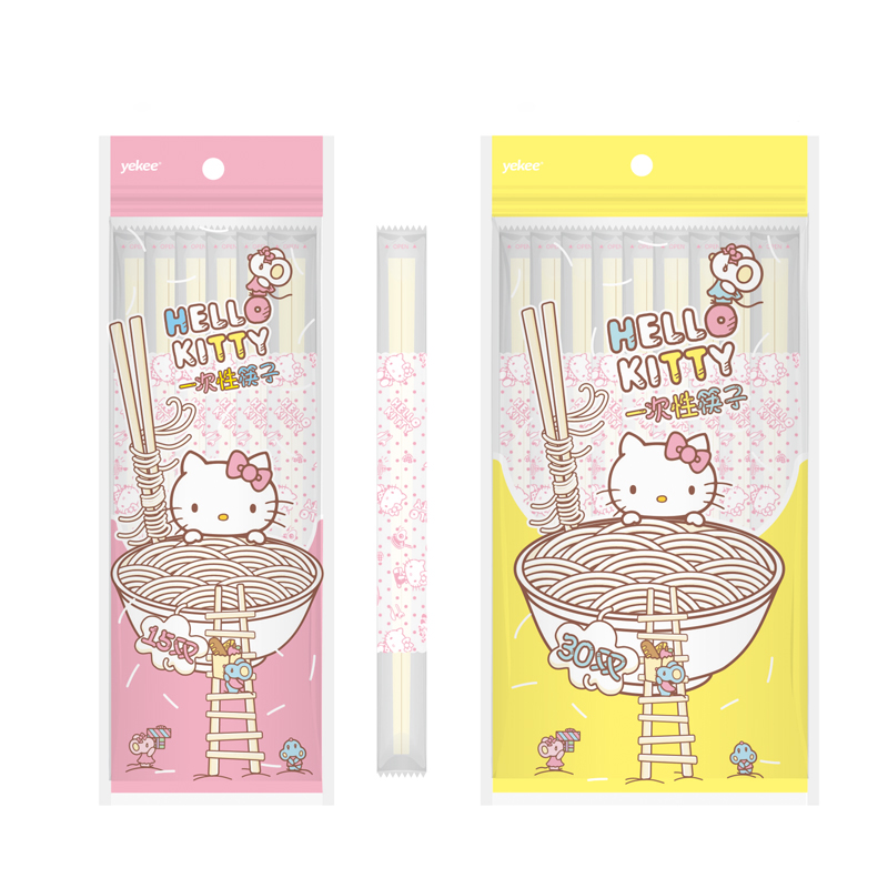 Hello Kitty一次性筷子竹筷方便筷可爱萌外卖打包筷独立包装100双