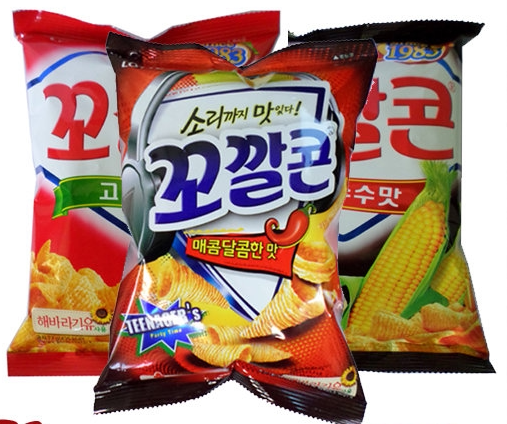 韩国原装进口零食乐天妙脆角原味烤玉米味微辣蜂蜜黄油味72g膨化