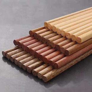 实木筷子家用天然鸡翅木质10双家庭装新中式无漆无蜡防滑餐具快子