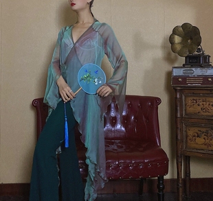 WYZ盖盖清平乐古风爵士中国风表演服青蛇装 民族风舞台气质纱衣