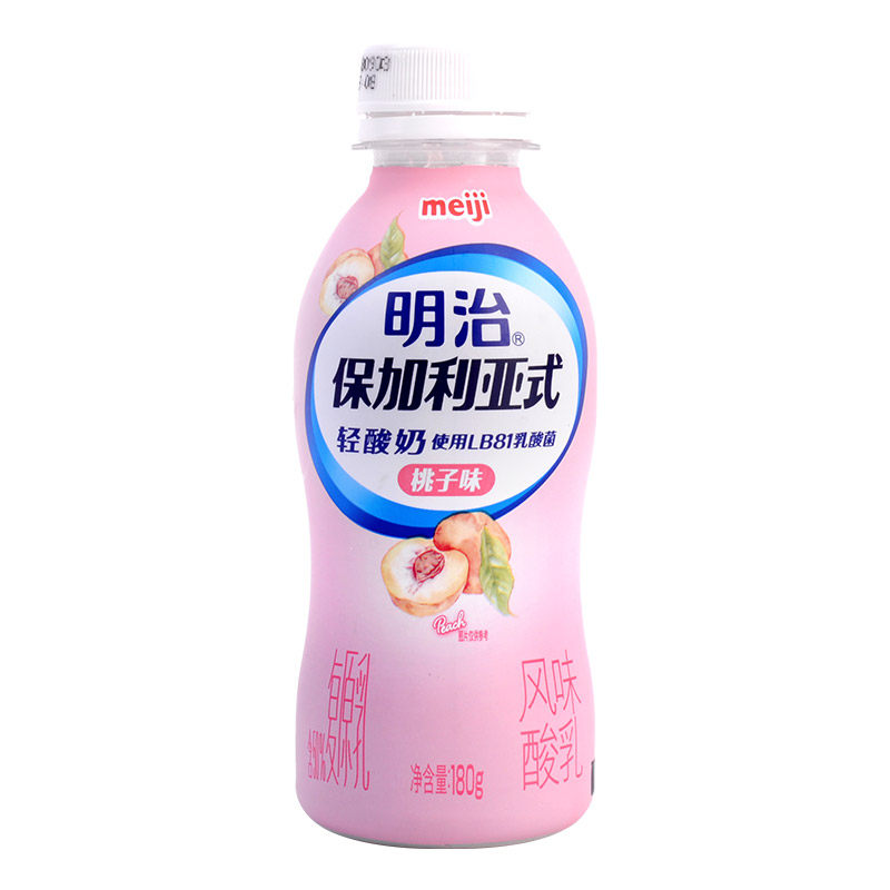 明治风味酸乳轻酸奶牛奶早餐桃子味180g瓶牛乳蛋白营养