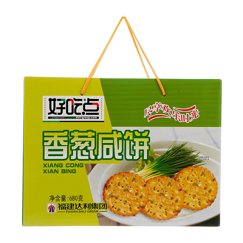 达利好吃点香葱咸饼680克盒饼干食品零食办公室精选小麦粉