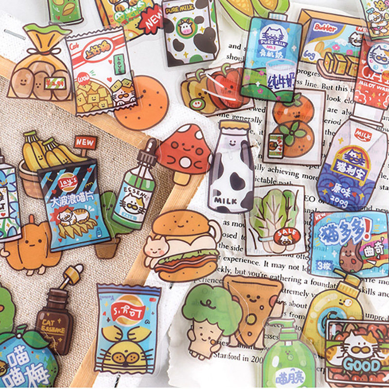 水果蔬菜零食饮料日系和纸小贴纸 好吃的卡通可爱手帐日记装饰贴画