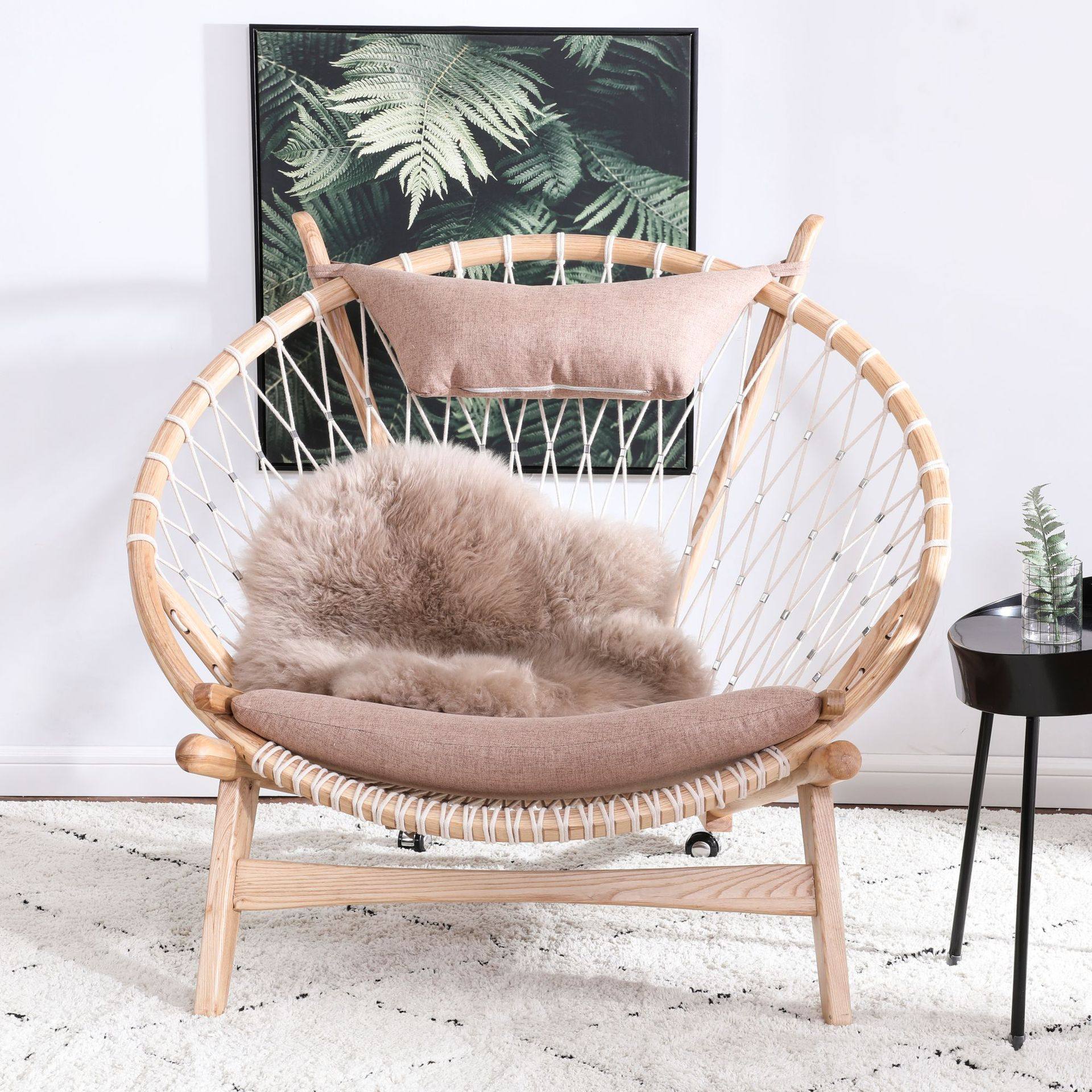 优惠券后2448元,北欧实木圈椅酒店靠背躺椅时尚创意设计师休闲沙发椅