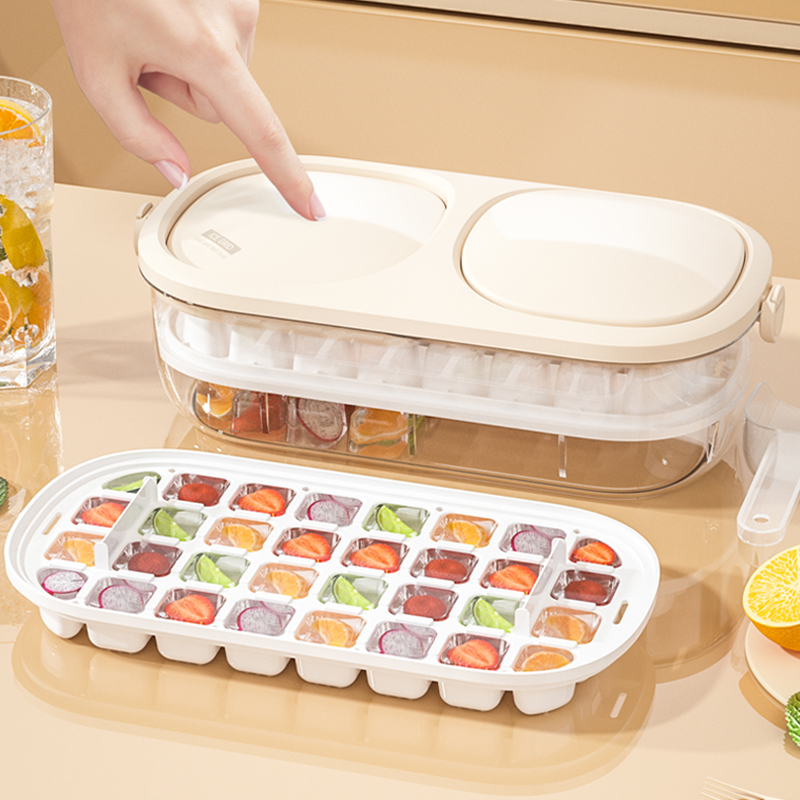 冰块模具家用食品级冰箱自制冰格储存盒软硅胶按压制冰冻冰块神器