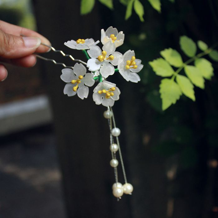 原创手工汉服绢花古装头饰饰品古典簪子珠花发簪发饰新娘头饰