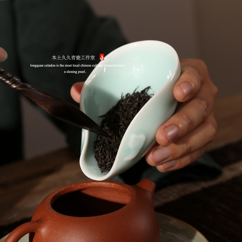 【觅道】龙泉青瓷陶瓷茶道配件哥窑普洱茶勺日本茶则分茶盘赏茶荷