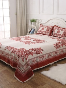 棉麻床单老粗布三件套床盖单双人床单枕巾布艺加厚被单枕头套床单
