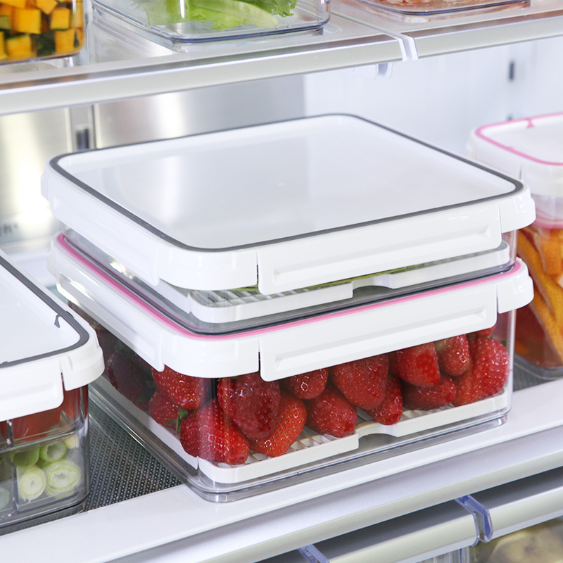 特大号提手密封腌制泡菜保鲜盒正方形韩国冰箱食物密封收纳冷冻盒