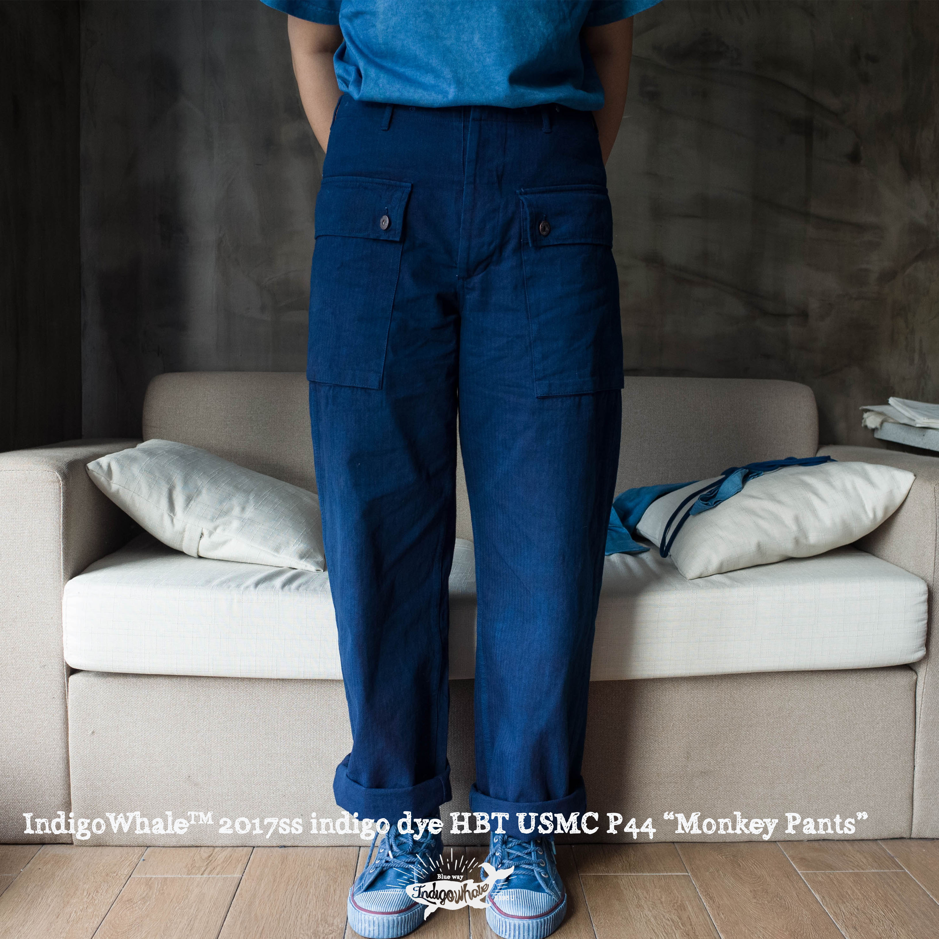 IndigoWhale manual Aizen Large pockets Trousers USMC P44 Monkey Pants HBT Herringbonein the Men's clothing, Casual pants category - from Buy2taobao.com to provide professional Taobao agent buy service