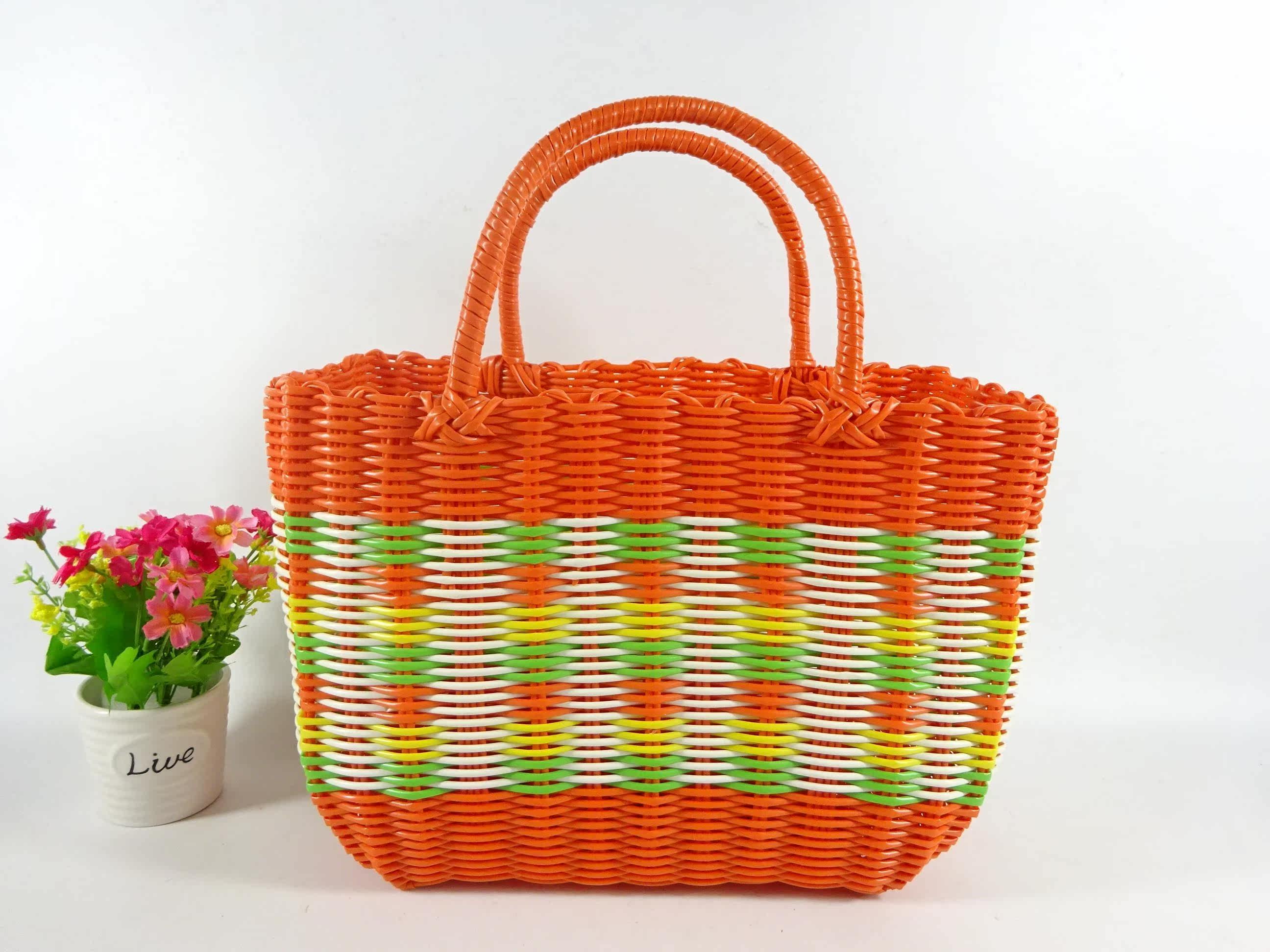 收纳筐厨房用水果蔬菜蓝_欧式腾条编的蓝子水果厨房筐耐用家用厨房篮