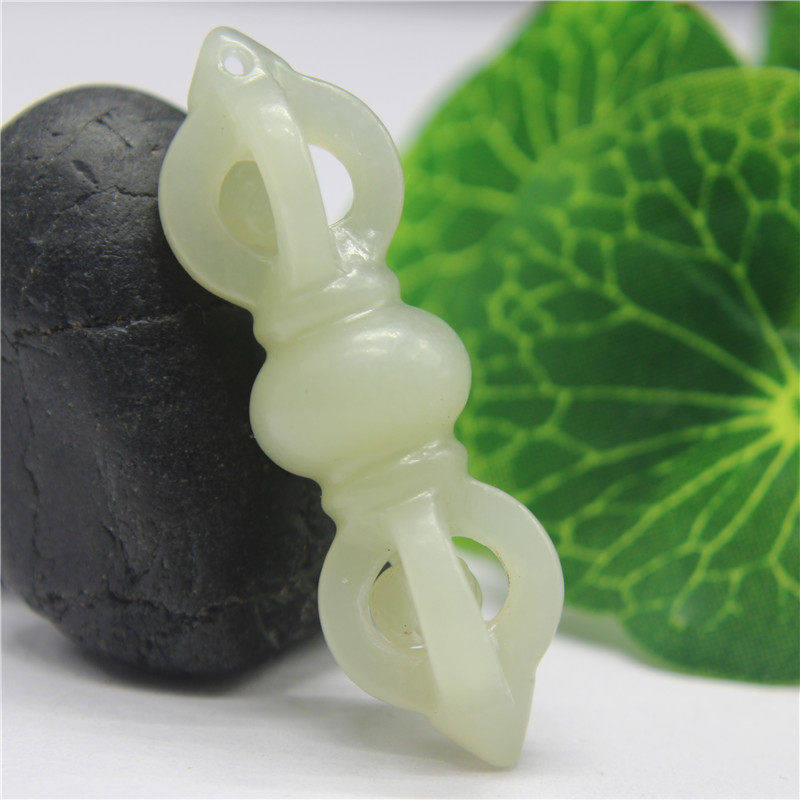 天然和田玉白玉降魔杵吊坠金刚杵法器男女情侣款项坠挂件项链坠子