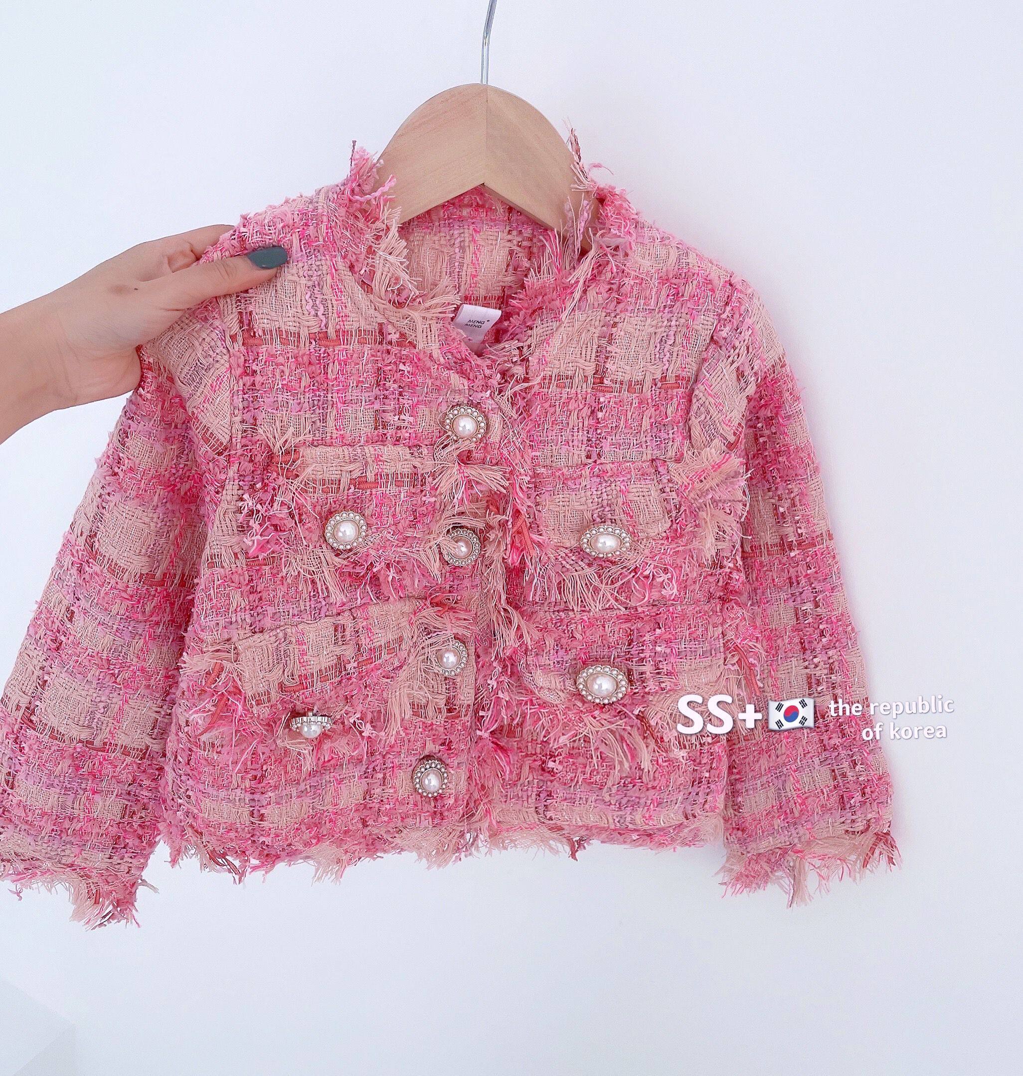 波拉韩童装女童小香风夹克外套2022春季儿童短款格子洋气韩版上衣