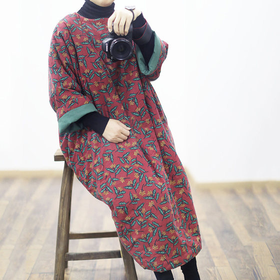 Dongxin Frosted Cotton Robe Bat Sleeve Coat Loose Cotton Jacket Cotton Jacket With Cotton Thickened Loose Broken Flower Long Cotton Jacket Dongxin Frosted Cotton Robe Bat Sleeve Coat Loose Cotton Jacket Cotton Jacket With Cotton Thickened Loose Broken Flower Long Cotton Jacket