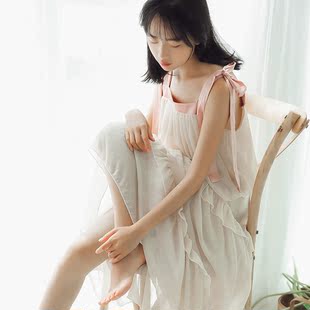 复古温柔风吊带裙夏季雪纺连衣裙女2018新款