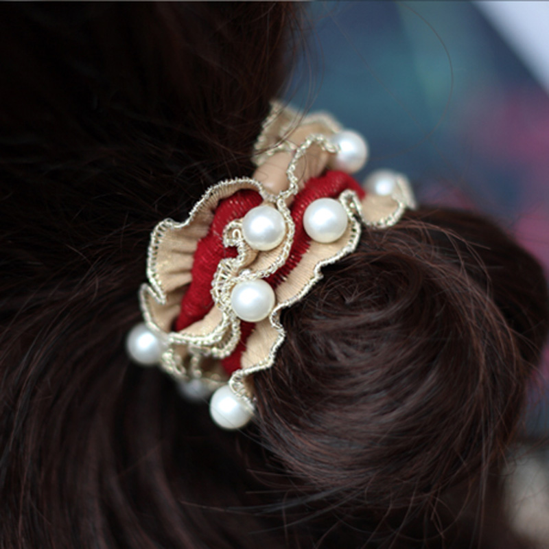 韩国网红高弹力发绳珍珠发圈女无接缝百搭发饰绑头绳橡皮筋头饰