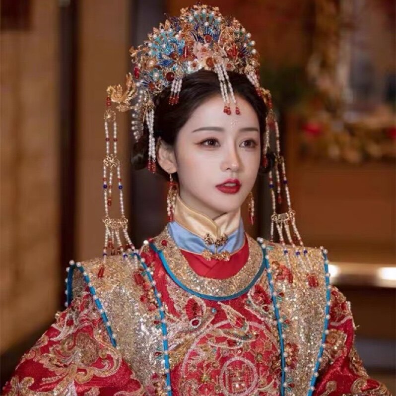 卡帝美学新款新娘中式婚礼秀禾汉服配饰头饰凤冠套装大气高端