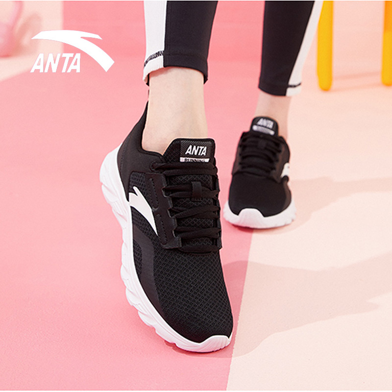 安踏女鞋跑步鞋正品2022夏季新款网面透气软底轻便旅游潮运动鞋女