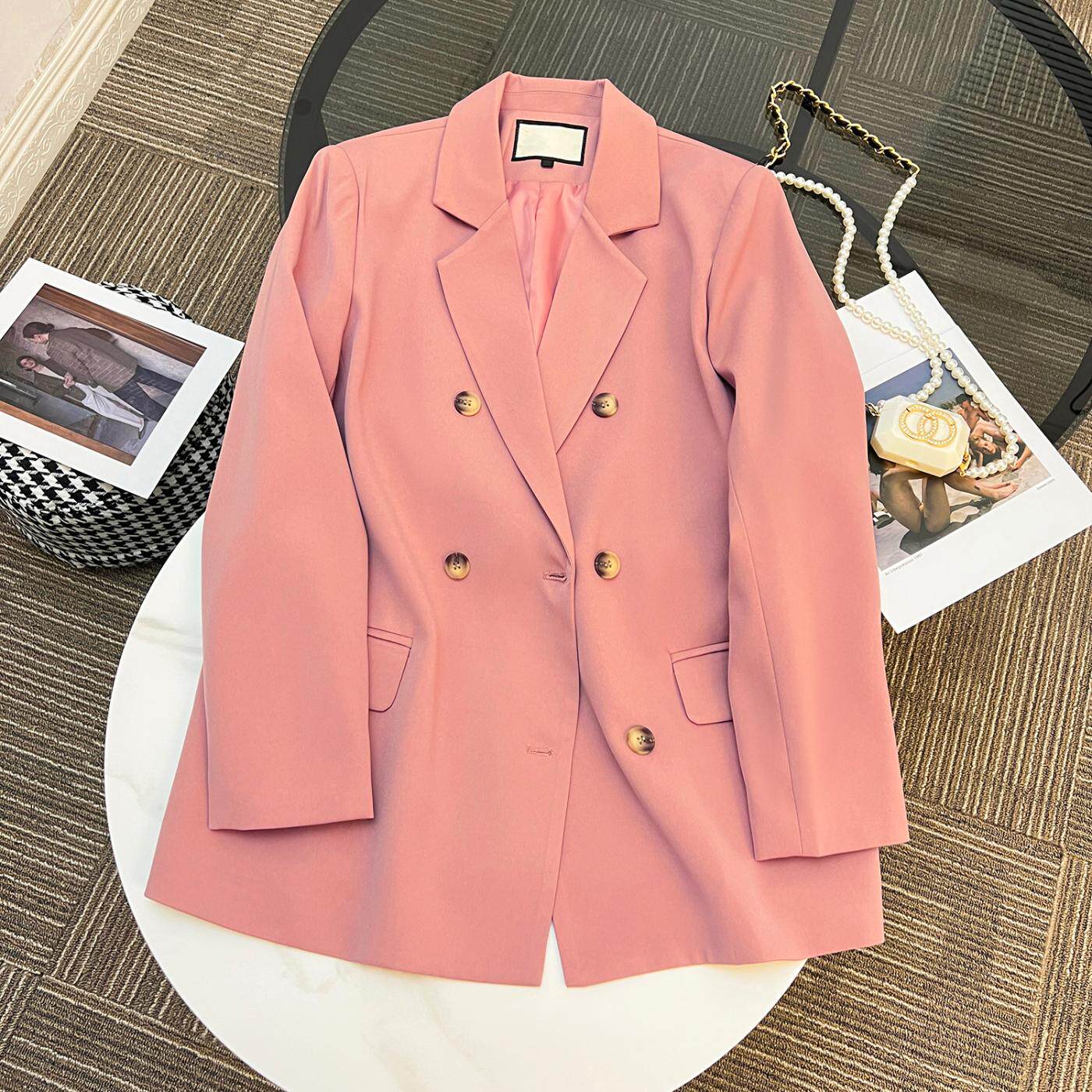 西柚红色男女同款西装外套!就要这款 一件搞定多重场合 别致设计