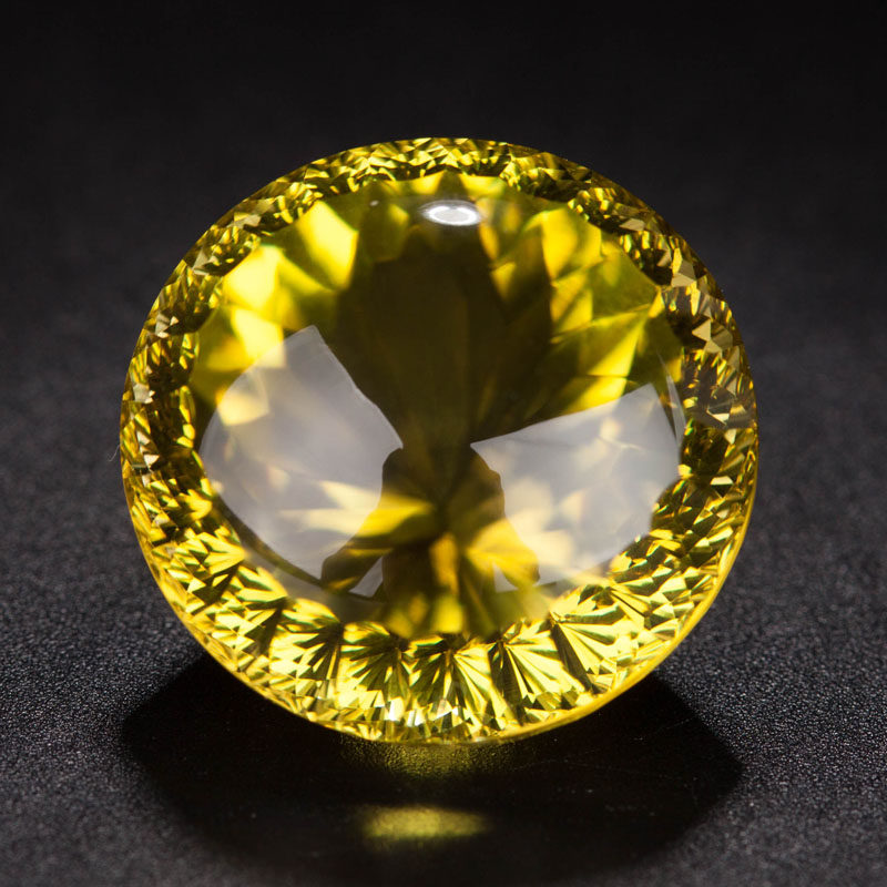 65.79克拉 奢华高贵天然宝石级黄水晶刻面戒面 火彩全满 收藏精品