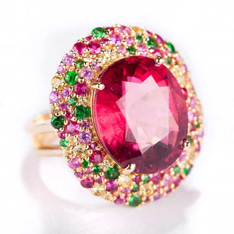主石10.75克拉 稀有大颗粒卢比来红碧玺戒指 传承之宝珍藏品