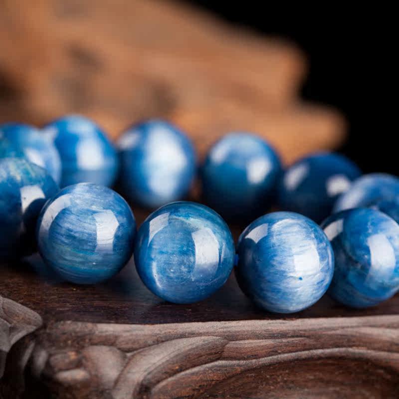 122克 大颗顶级奢华天然蓝晶石手链 个个猫眼 17mm 收藏级