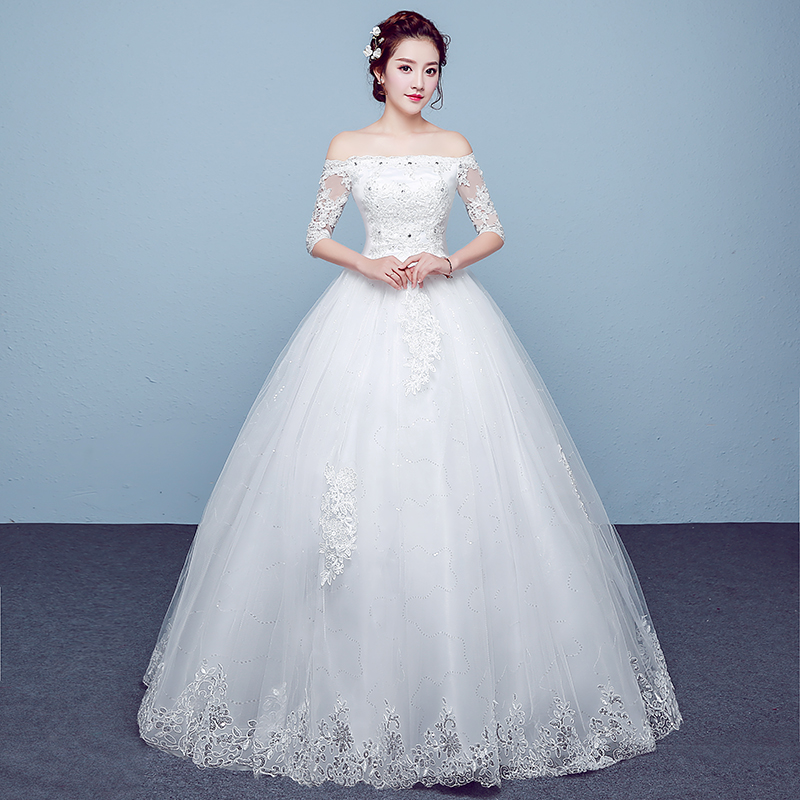 婚纱礼服2020新款新娘结婚大码中袖蕾丝齐地婚纱韩式绑带修身立体|ruв категории Женская одежда, Cвадебные платья, свадебное платье - от Buy2taobao.com для оказания профессиональной услуги покупки агента Taobao