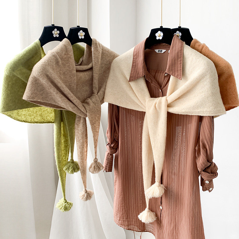 针织装饰小披肩夏季外搭毛线日系高级感网红打结女搭肩护颈围巾潮