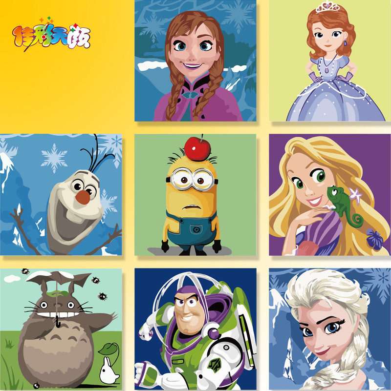 佳彩天颜儿童节diy数字彩油画儿童油画卡通手绘油画diy数字填色画