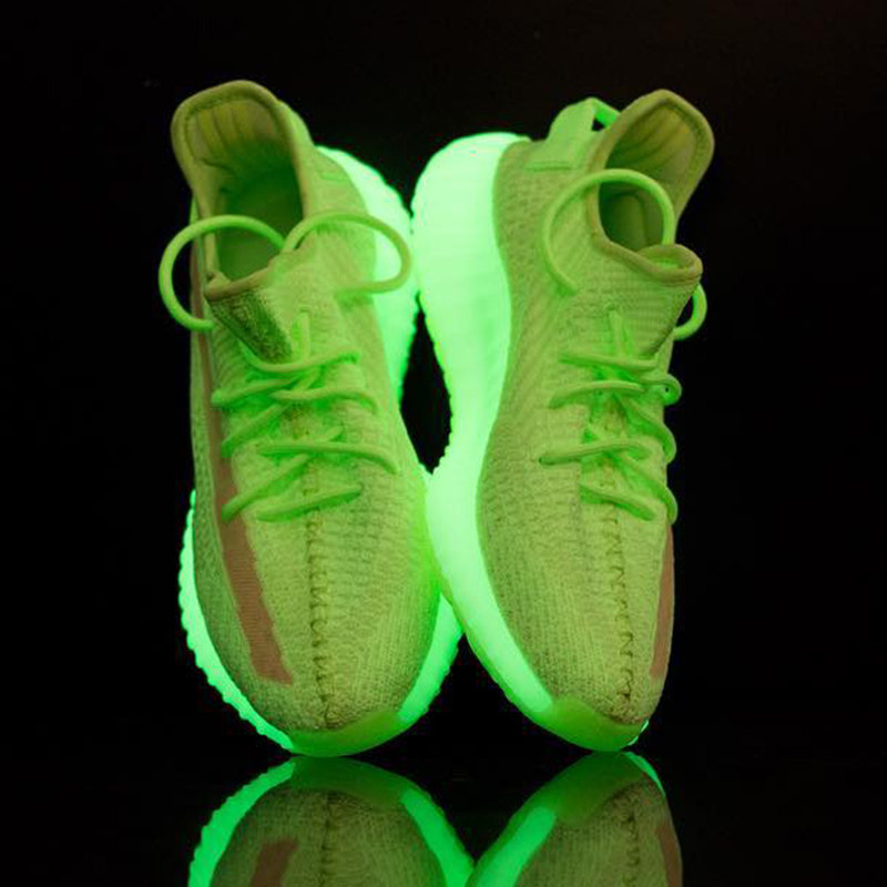 椰子鞋350v2满天星荧光绿运动亚洲限定男女情侣yeezy网布运动鞋男