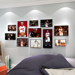 篮球主题卧室男生房间布置宿舍床头背景NBA詹姆斯海报3d立体墙贴