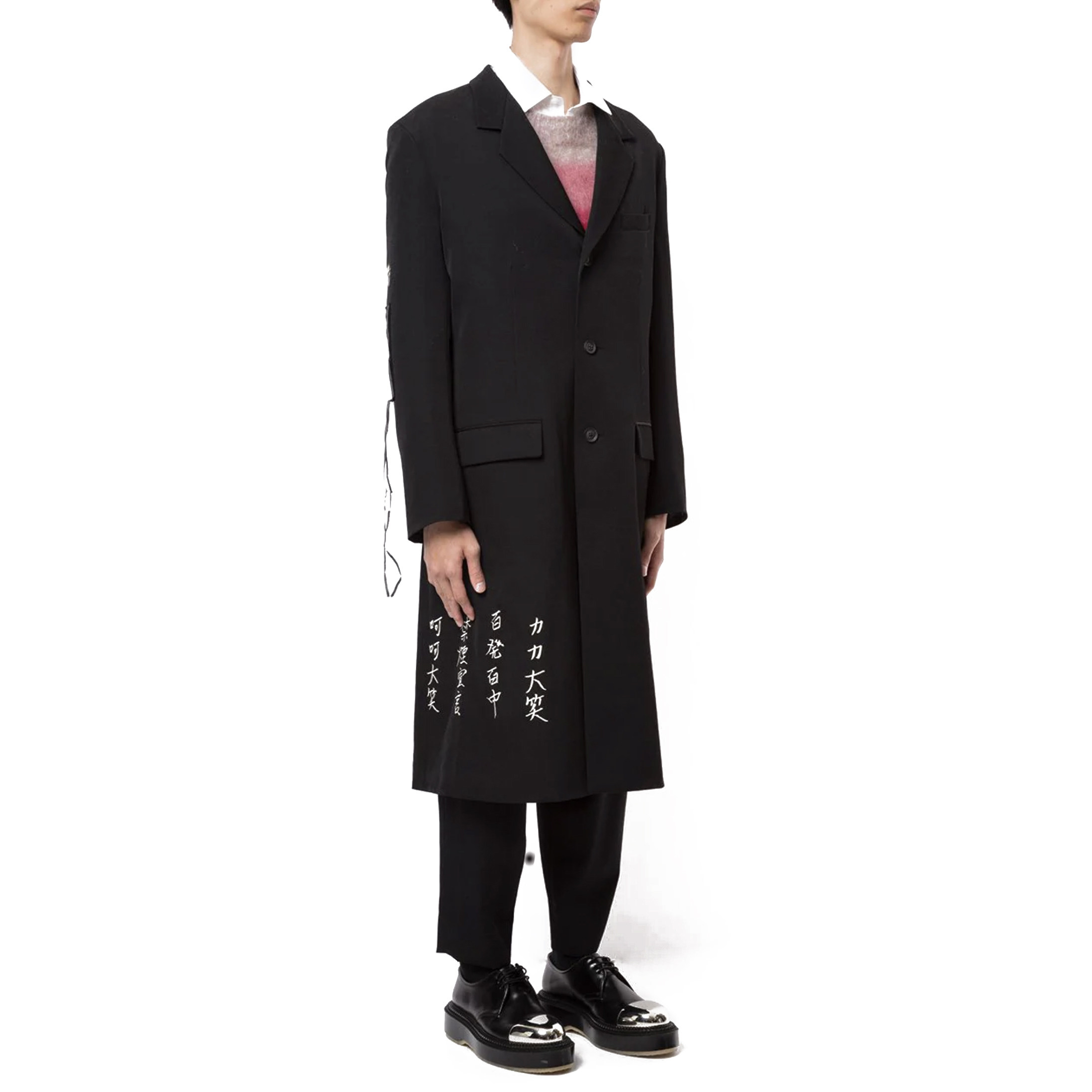 yoji ooak yohji呵呵大笑小汽车刺绣羊毛外套风衣山本耀司大衣