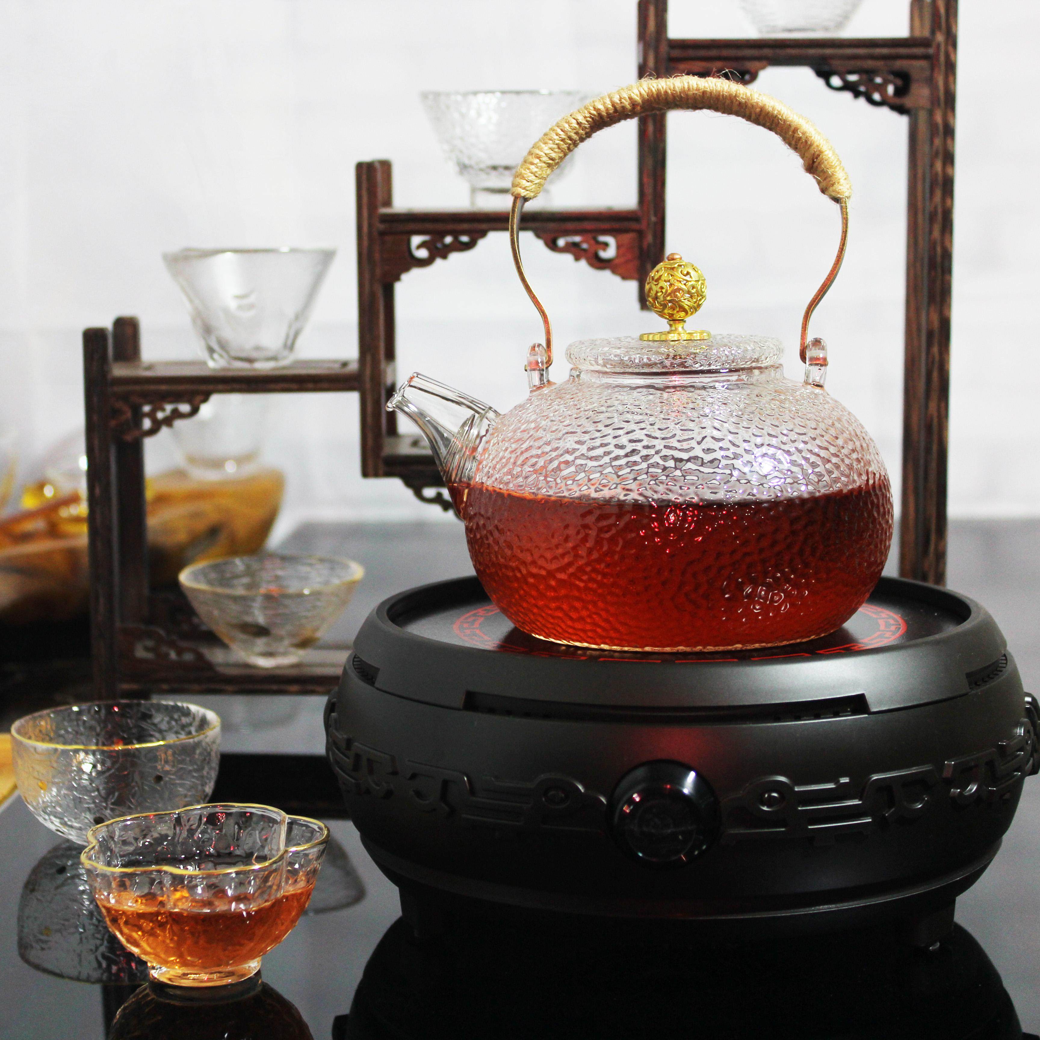 香漫屋耐热玻璃茶具的优惠券大全—耐高温锤纹玻璃提梁壶电陶炉煮茶壶