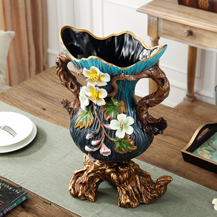 TQJ欧式陶瓷花卉桌面插花瓶客厅创意手绘礼品复古装饰摆件