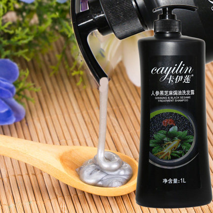 卡伊莲人参黑芝麻焗油洗发露1l大瓶装洗发水乌黑亮发柔顺