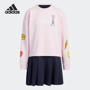 Adidas/阿迪达斯官方正品春秋新款女童运动休闲连衣裙套装IB7754