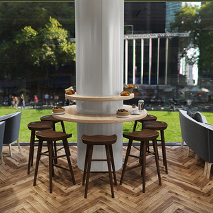 纯实木高脚凳休闲吧台椅酒吧椅前台咖啡厅餐桌椅凳现代北欧创意