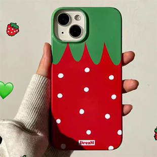 原创个性创意ins风可爱草莓简约红色菲林二合一手机壳适用iphone13promax苹果14全包15华为mate60薄款78xsmax