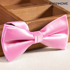艾梵之家时尚韩版结婚伴郎领结 双层粉红色英伦蝴蝶结礼盒装LJ123