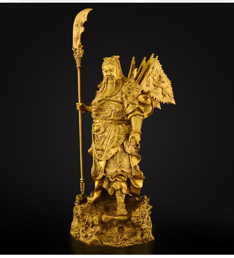铜关公像新款纯铜九龙关公铜像摆件武财神关爷护宅办公室乔迁开业