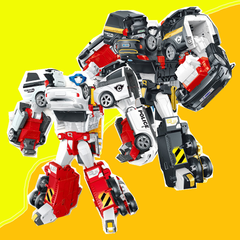 中号四合一变形汽车合体机器人托宝变形兄弟玩具男孩手动变形优惠券