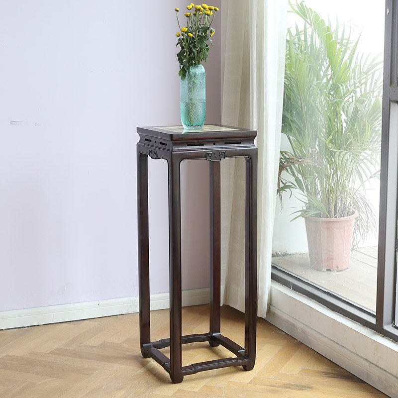 东非酸枝红木云石花架明式实木高花几中式落地盆景几木质花架子