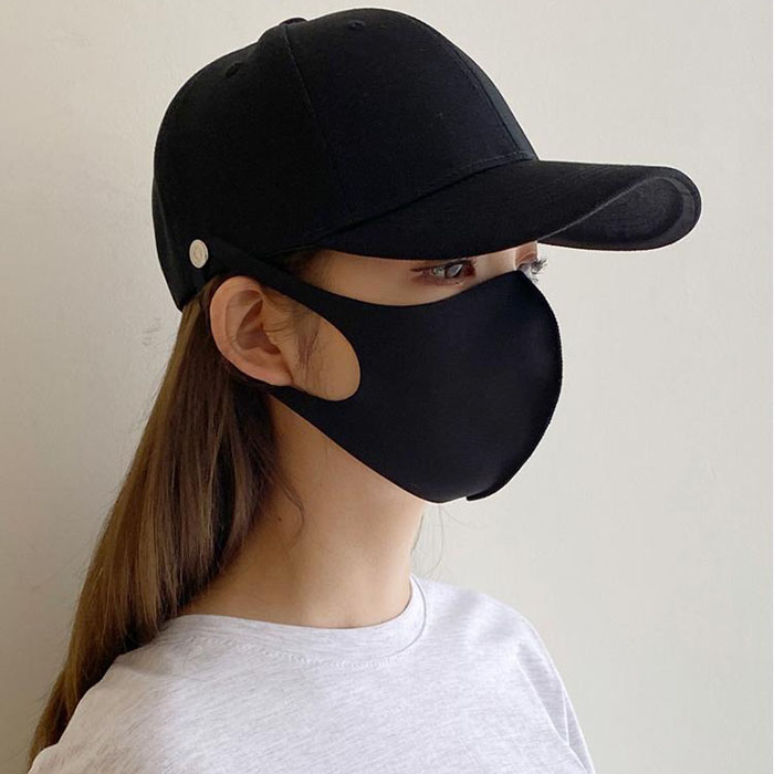 20春夏新款韩国东大门代购纯色基础小钉可挂口罩防晒棒球帽鸭舌帽