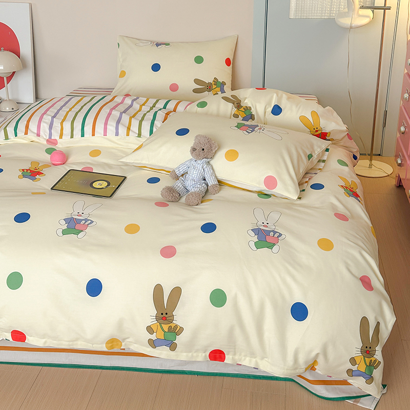 全棉床上用品床单四件套床笠款4家用被套纯棉席梦思保护罩1.2m1.5