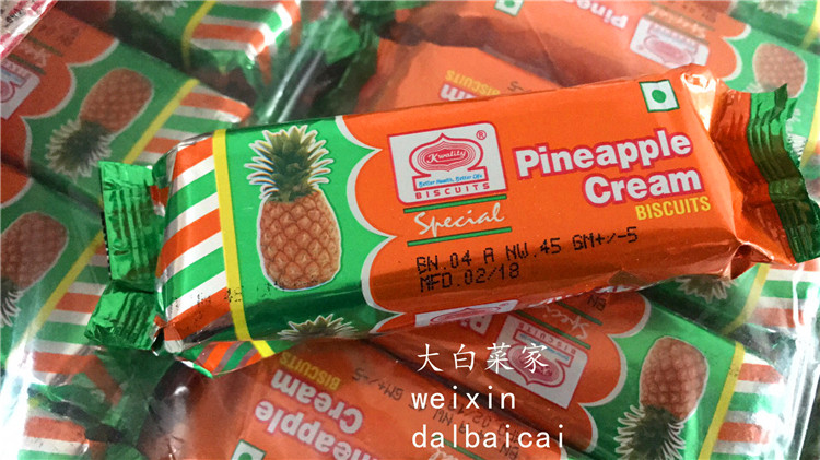 印度进口菠萝夹心奶油饼干 印度零食pineapple cream biscuits