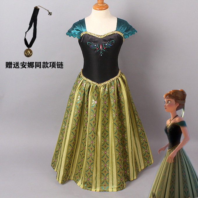 冰雪奇缘安娜公主裙女孩cosply礼服anna连衣裙生日裙万圣节表演服