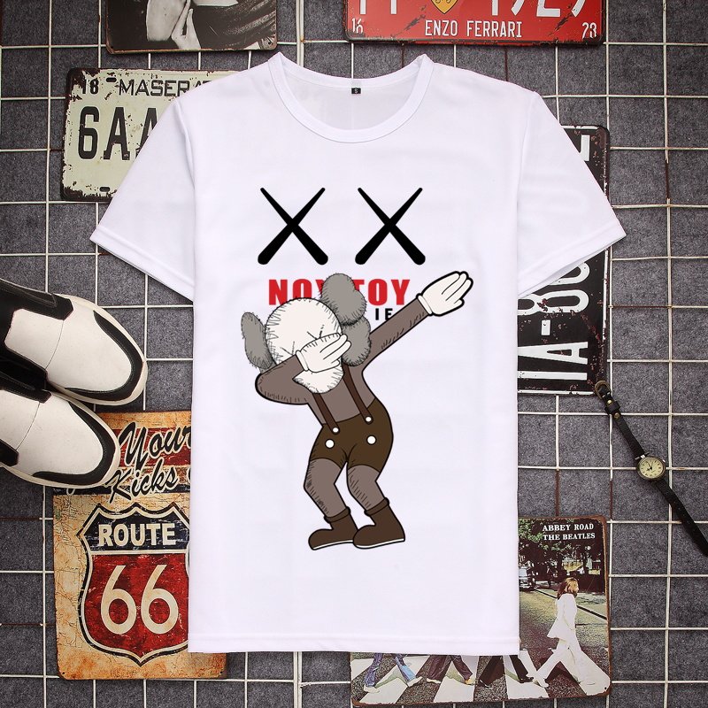 芝麻街kaws电音dj联名同款潮流印花衣服青年男士大码夏季短袖t恤