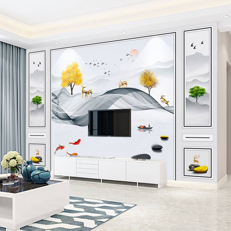 8d电视背景墙壁纸18d立体墙纸装饰客厅3d北欧简约5d墙布壁画大气