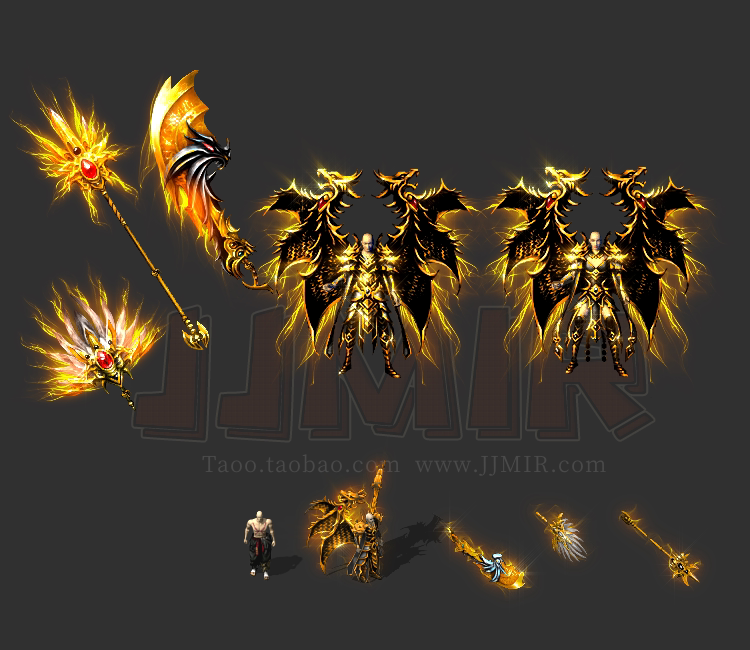 传奇剑甲素材 暗金神龙剑甲(男女) 三职业武器 内外观齐全 tz1271