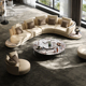 法式轻奢复古意式沙发高级感别墅大户型豪宅客厅弧形真皮沙发组合